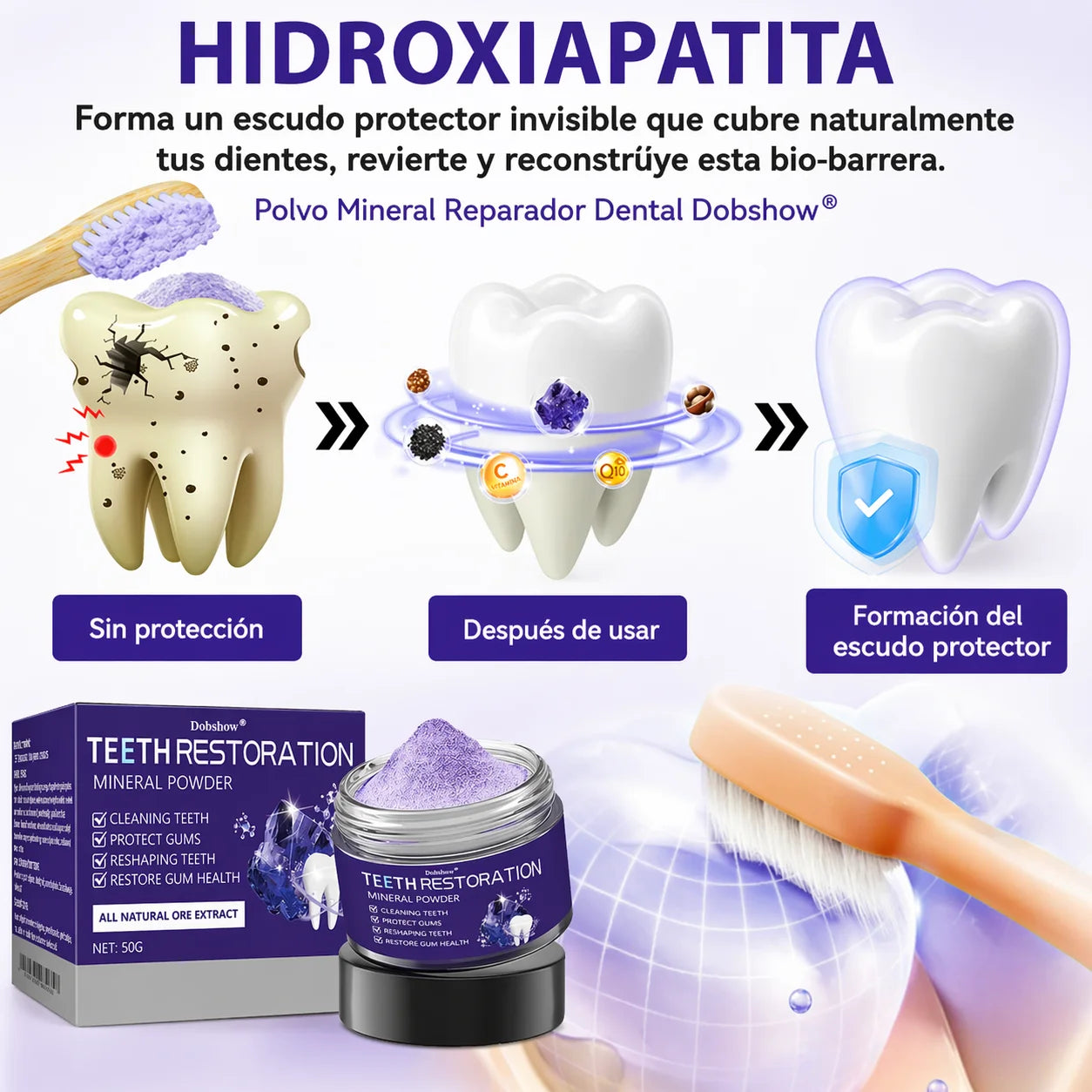 Polvo Dental Mineral Reparador y Blanqueador