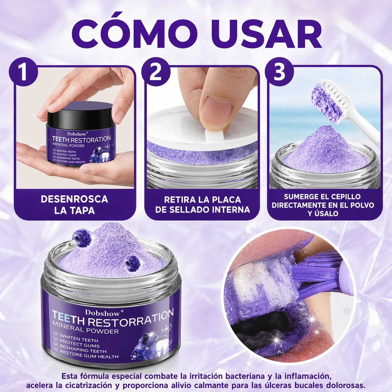 Polvo Dental Mineral Reparador y Blanqueador