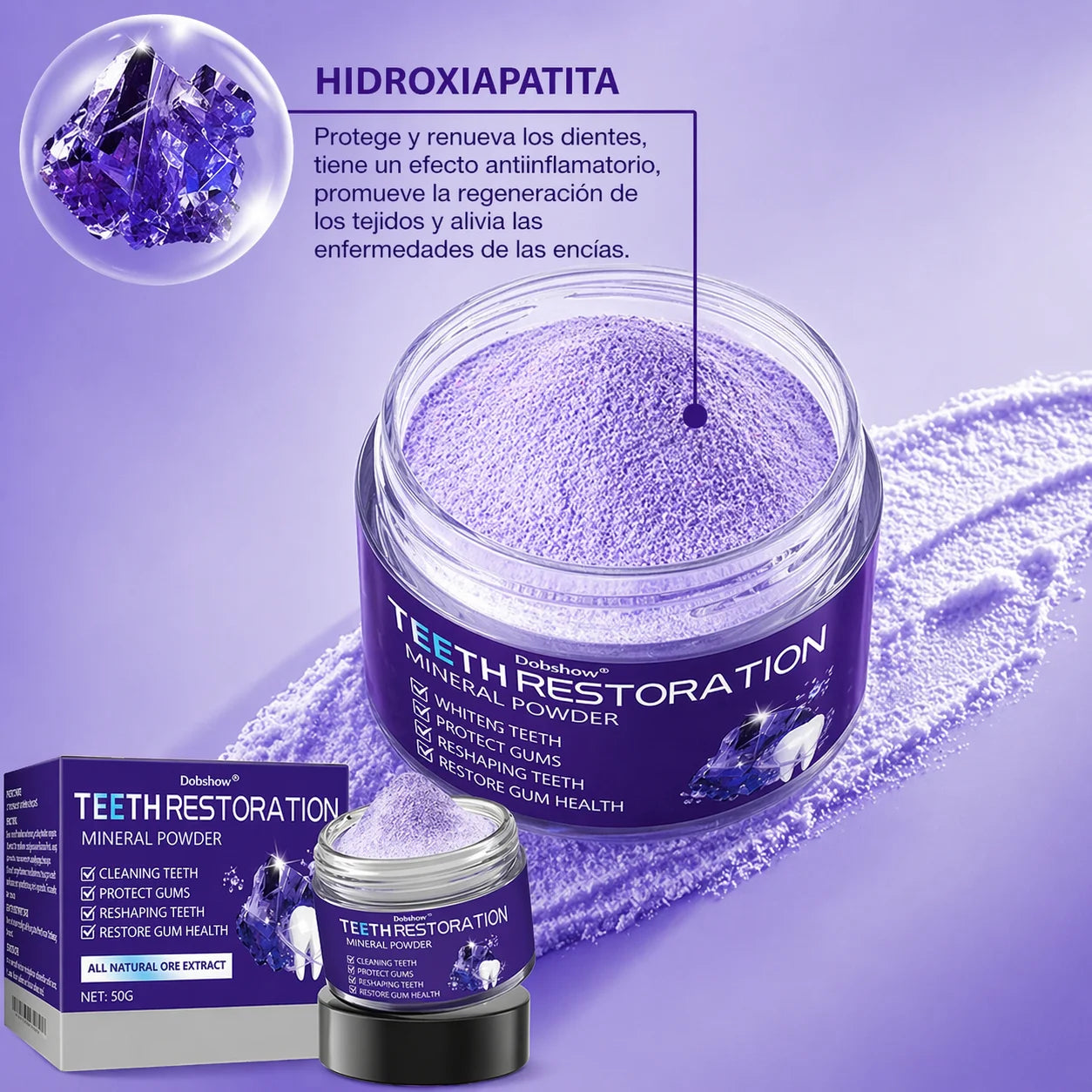 Polvo Dental Mineral Reparador y Blanqueador